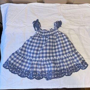 Shabby Chic Blue Casual Dress Lightweight Ruffle With Bonnet